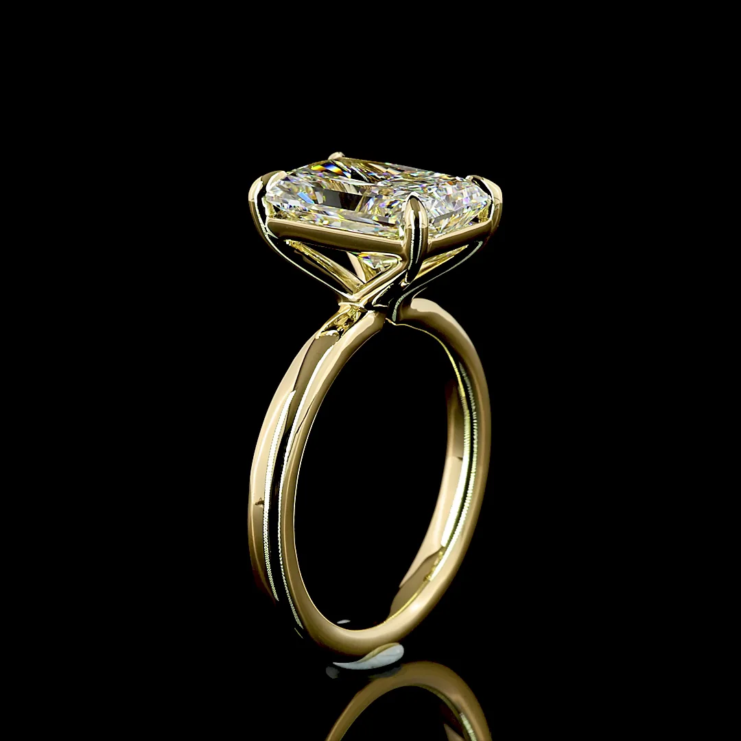 4.09 Cts 14k Yellow Gold Radiant Shape Solitaire Ring - Image 4