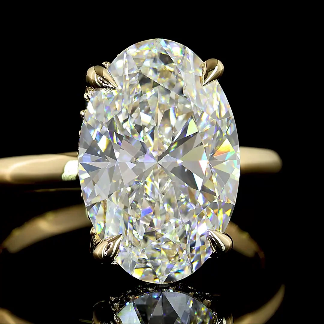 5.14 Cts 14k Yellow Gold Oval Shape Hidden Halo Ring - Image 3