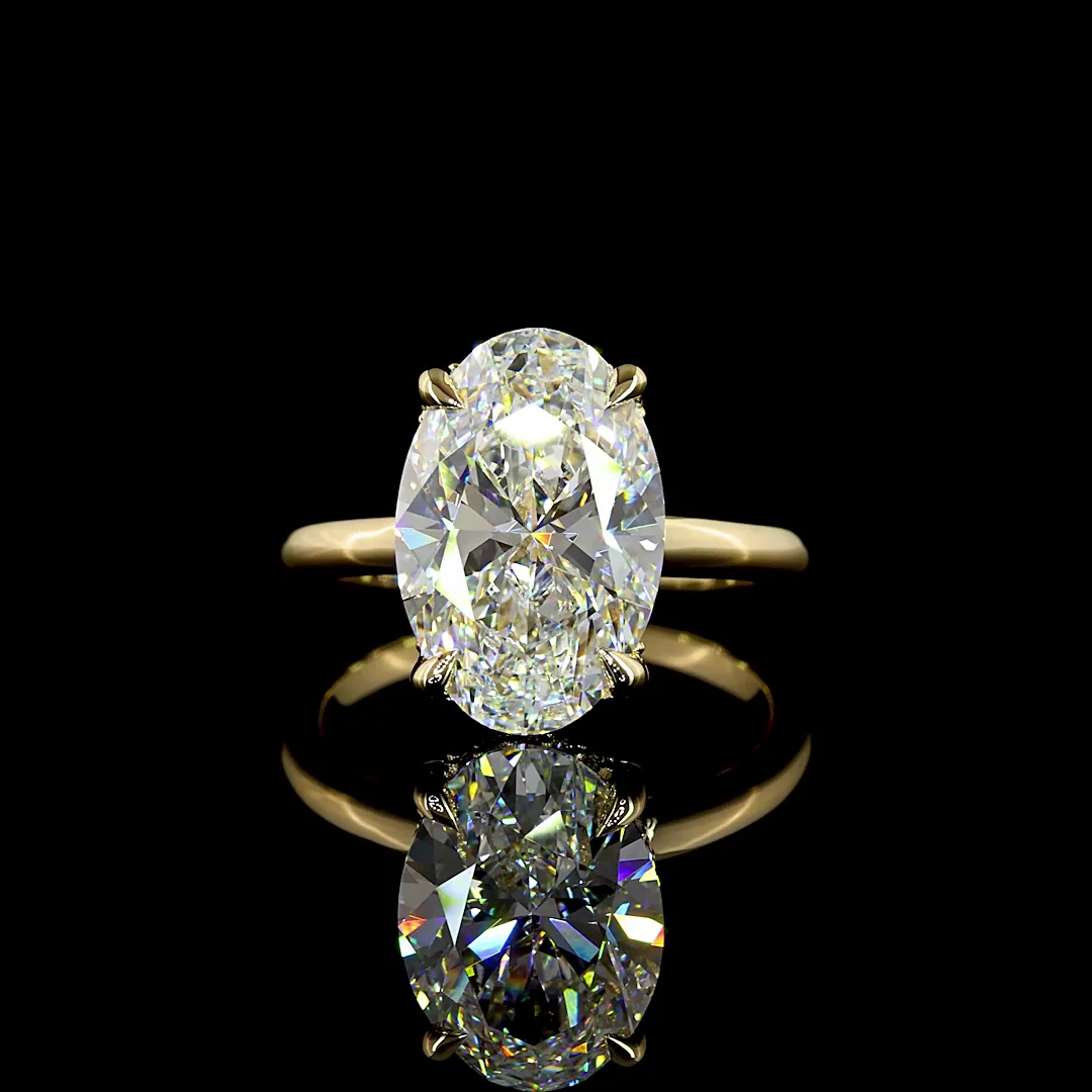 5.14 Cts 14k Yellow Gold Oval Shape Hidden Halo Ring - Video