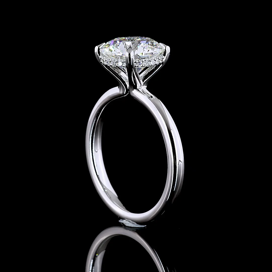 3.2 Cts 14k White Gold Round Shape Hidden Halo Ring - Image 2