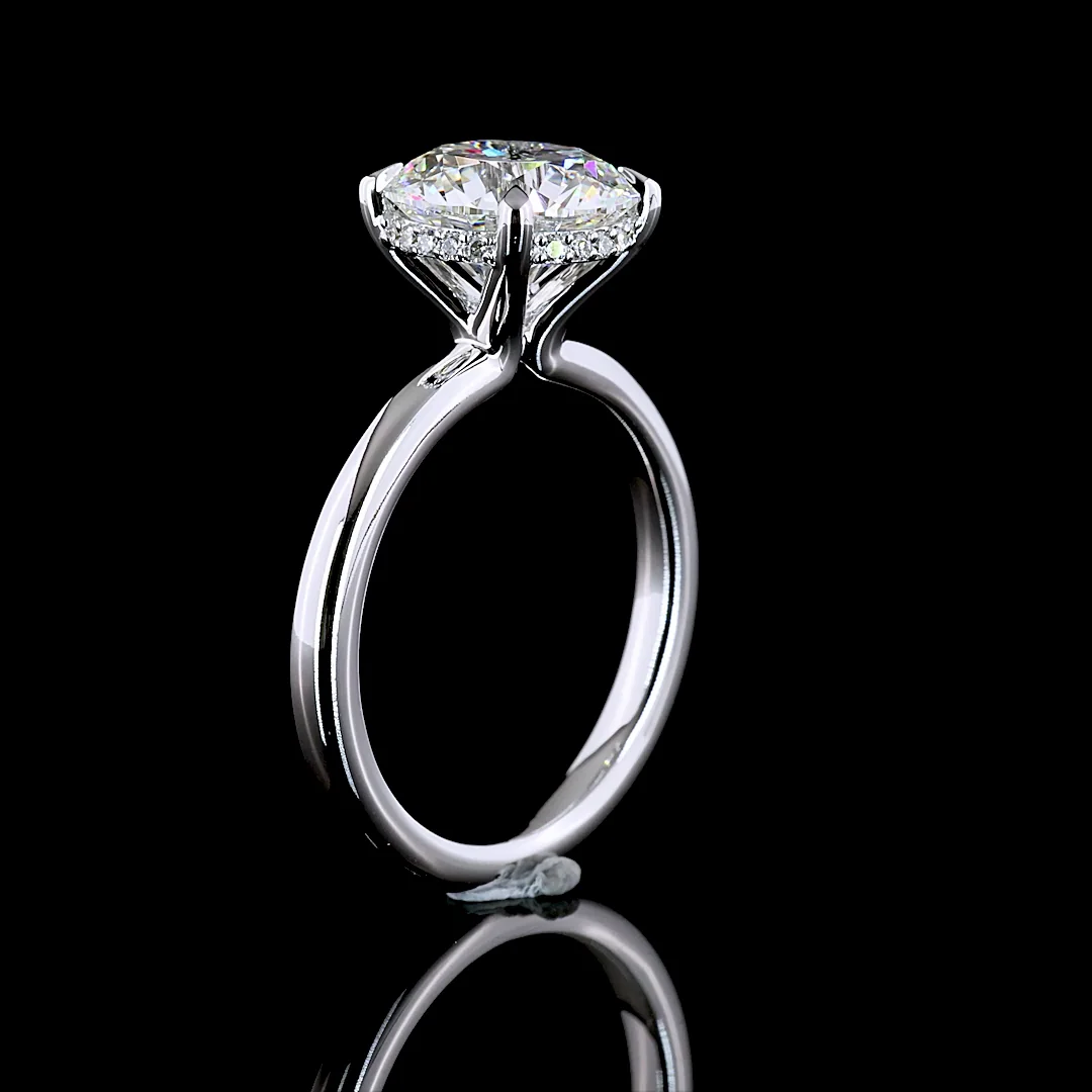 3.2 Cts 14k White Gold Round Shape Hidden Halo Ring - Image 4