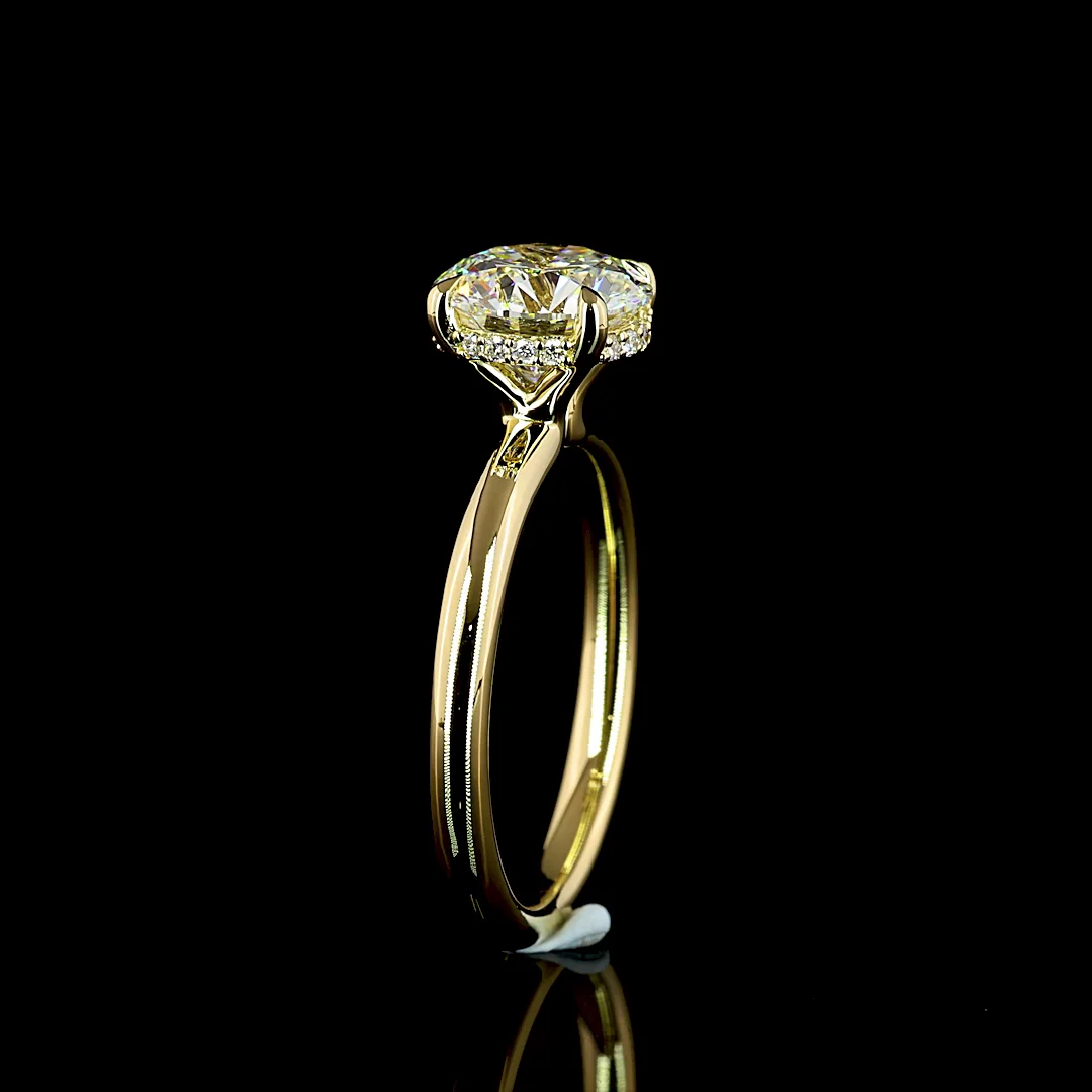 2.16 Cts 14k Yellow Gold Round Shape Hidden Halo Ring - Image 4