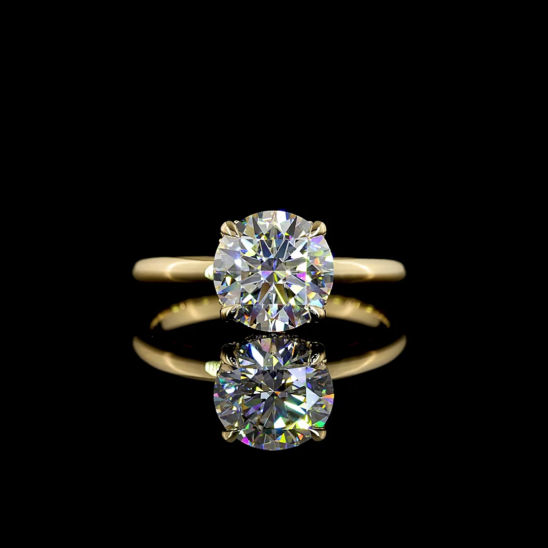 2.16 Cts 14k Yellow Gold Round Shape Hidden Halo Ring - Video