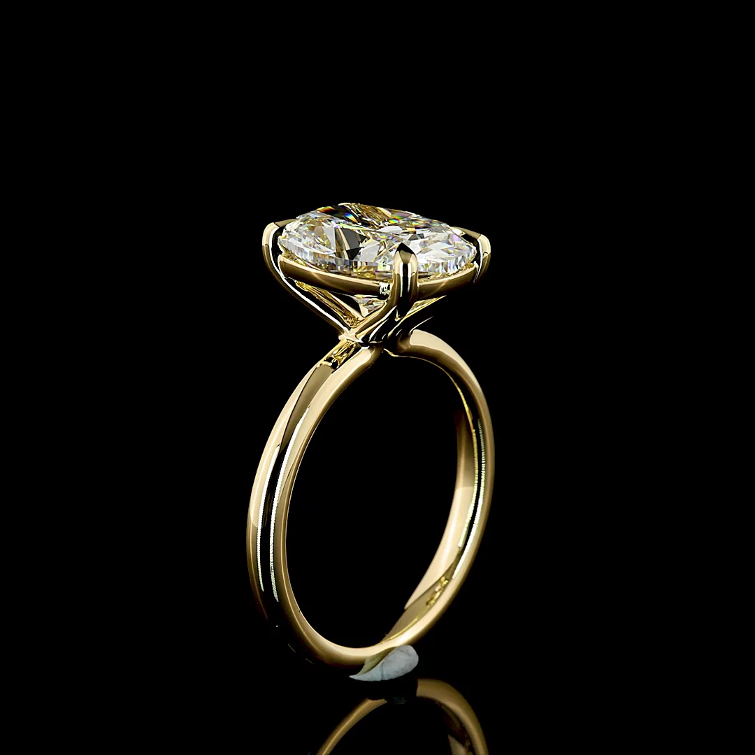 4.06 Cts 14k Yellow Gold Cushion Brilliant Shape Solitaire Ring - Image 4