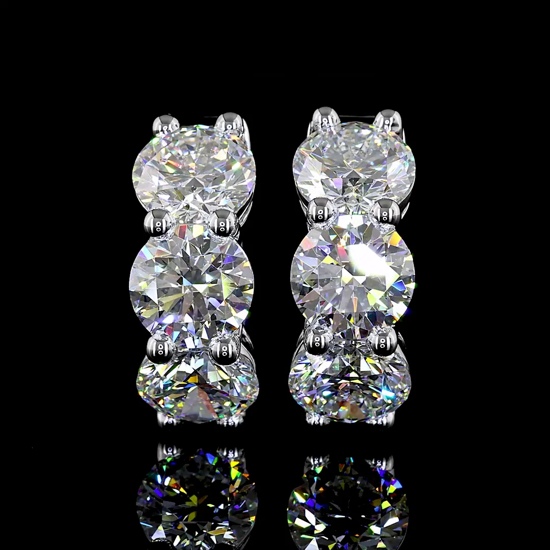 6.19 Cts 14k White Gold Round Shape Huggies Earring - Video