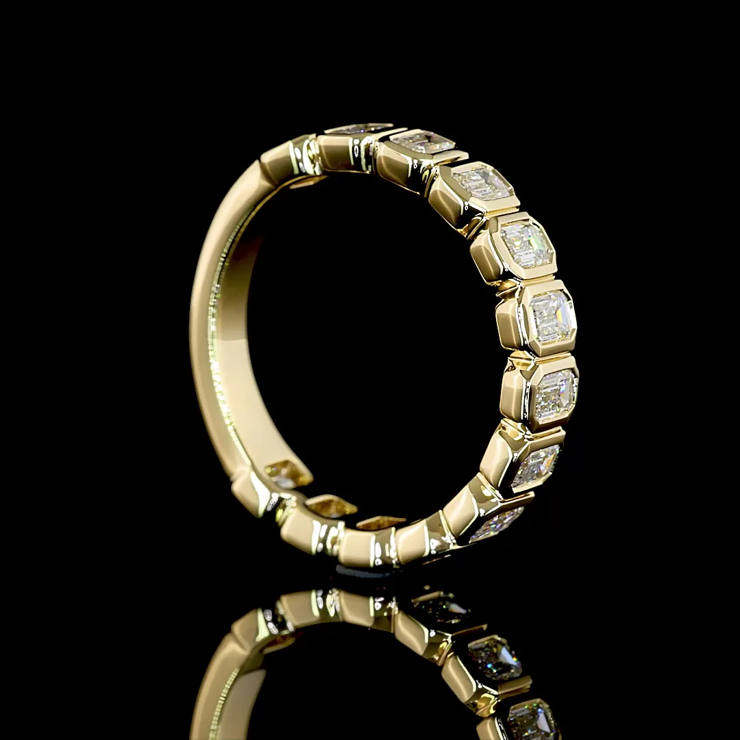 1.38 Cts 14k Yellow Gold Emerald Shape 3/4 Band Eternity Band - Image 2