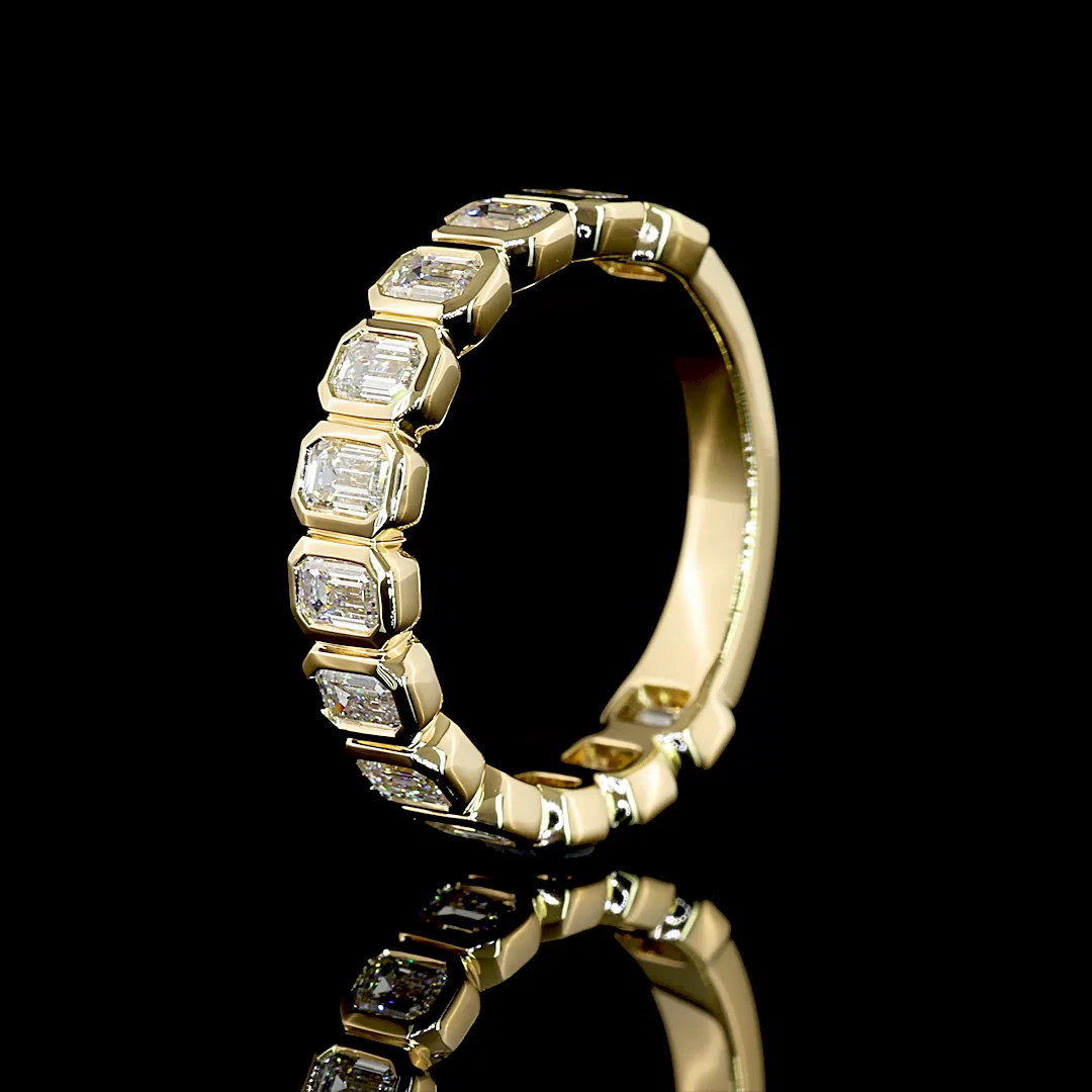 1.38 Cts 14k Yellow Gold Emerald Shape 3/4 Band Eternity Band - Image 4