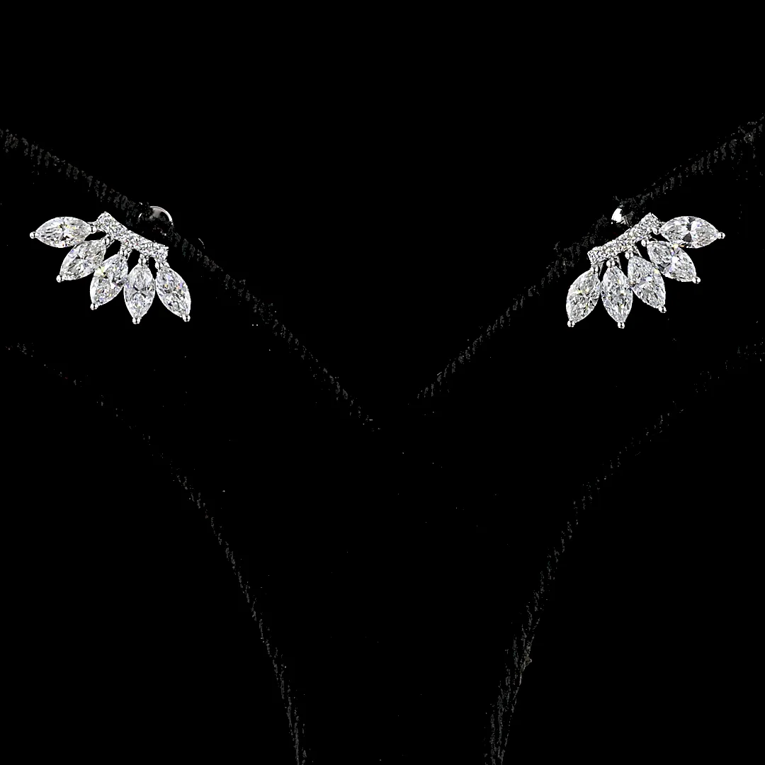 1.27 Cts 14k White Gold Marquise Shape Crawler Earring - Image 3