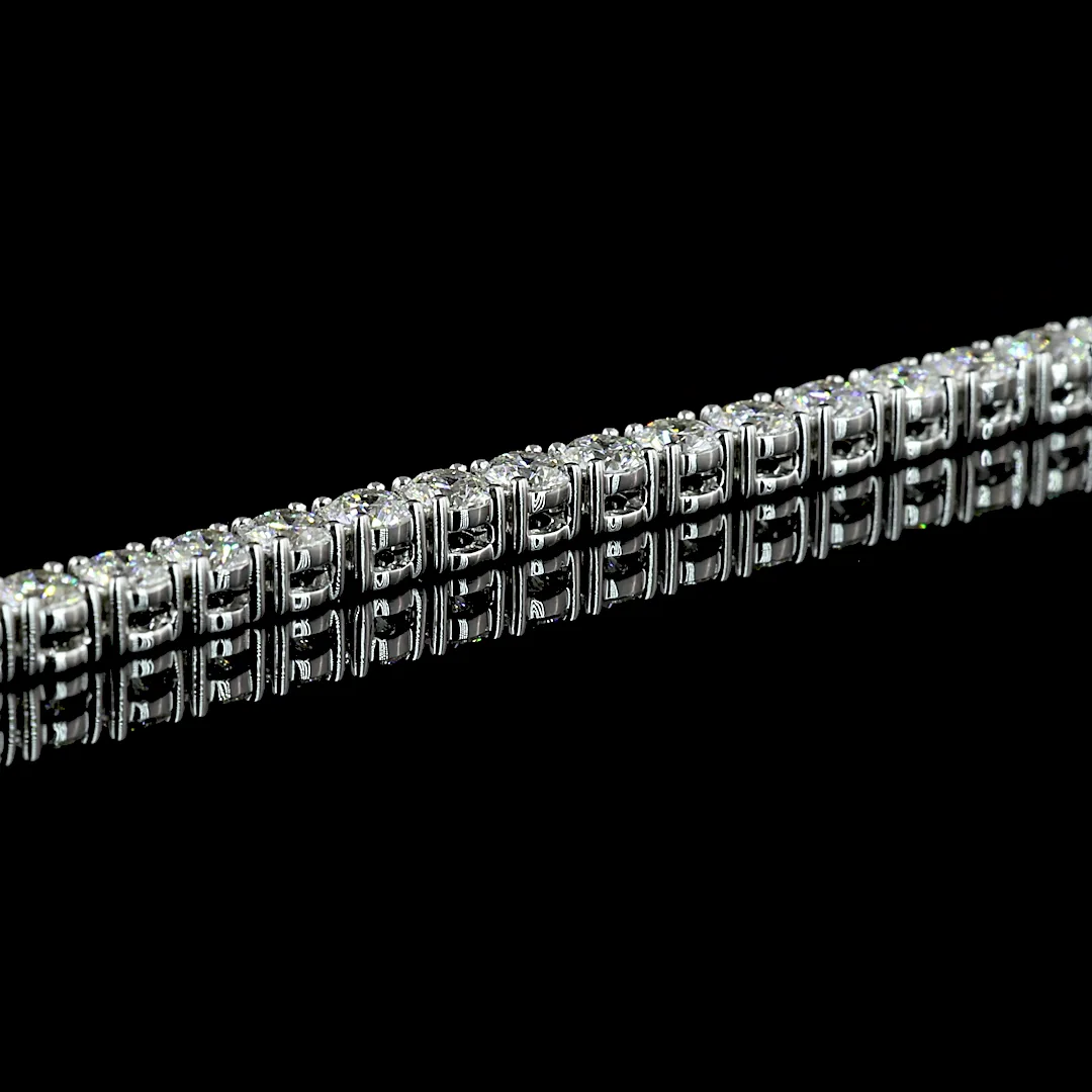 4.49 Cts 14k Two Tone Round Shape Tennis Necklace - Image 4