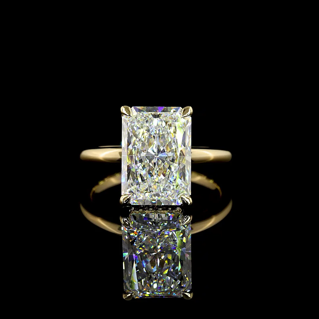 5.17 Cts 14k Yellow Gold Radiant Shape Hidden Halo Ring - Video