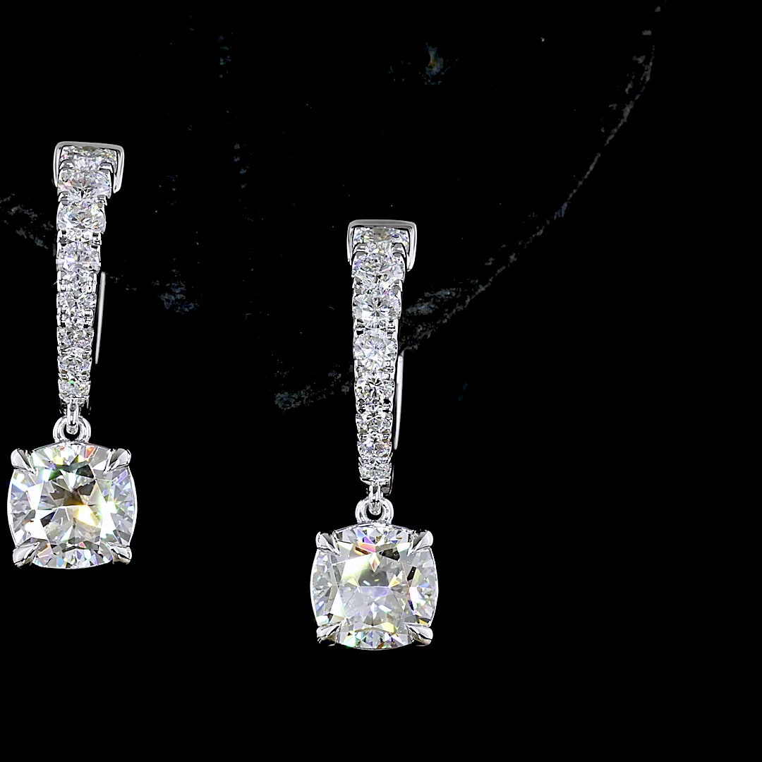 2.64 Cts 14k White Gold Mix Shape Hanging Earring - Image 4