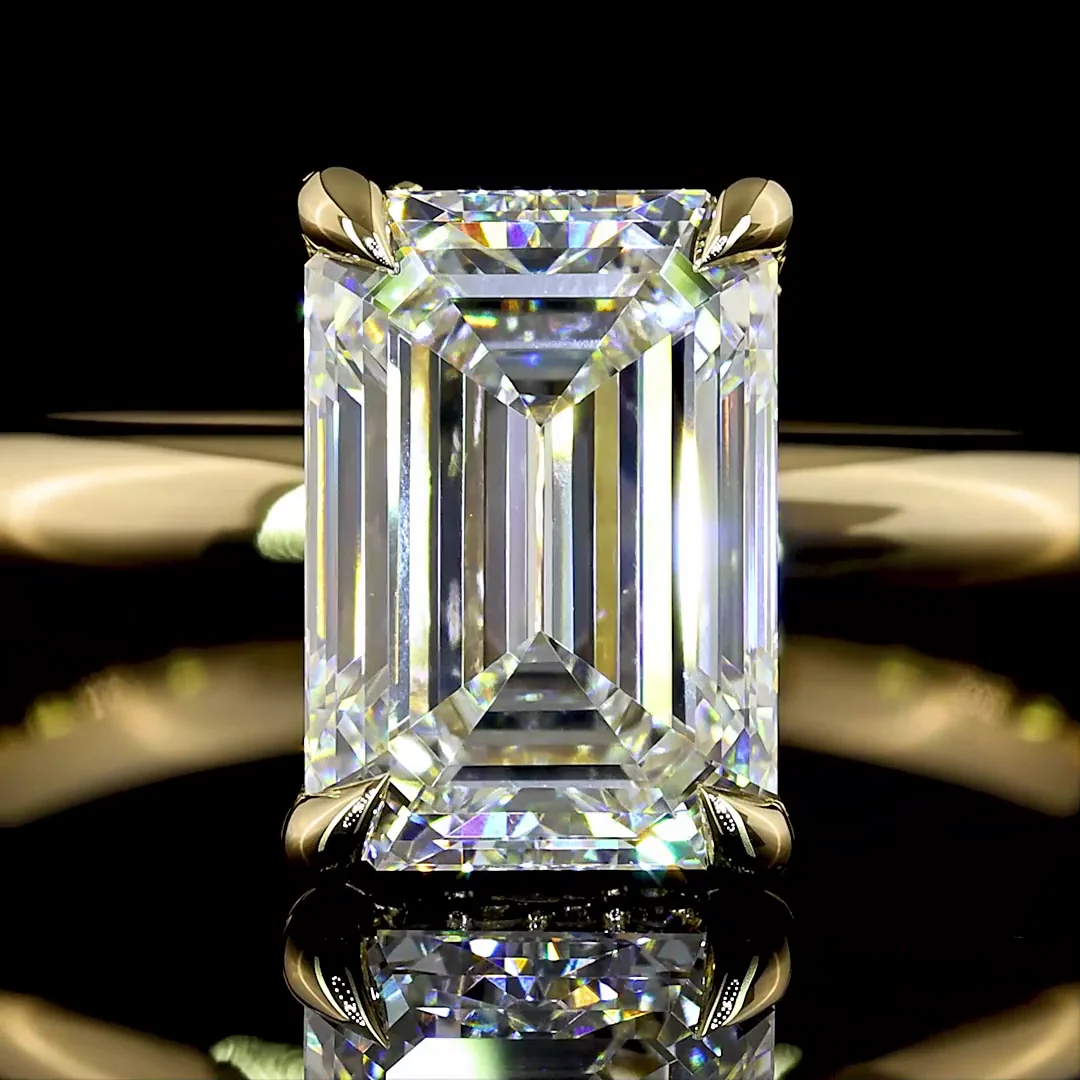 2.23 Cts 14k Yellow Gold Emerald Shape Hidden Halo Ring - Image 3