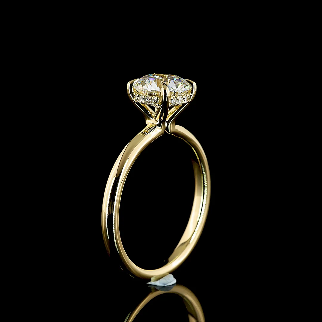 1.59 Cts 14k Yellow Gold Round Shape Hidden Halo Ring - Image 4