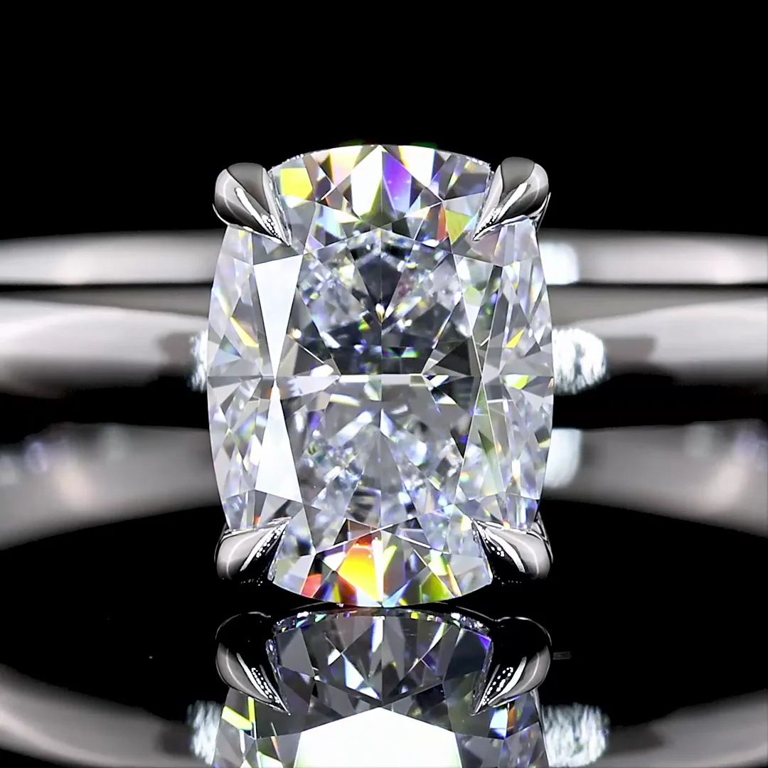 1.04 Cts 14k White Gold Cushion Brilliant Shape Solitaire Ring - Image 3