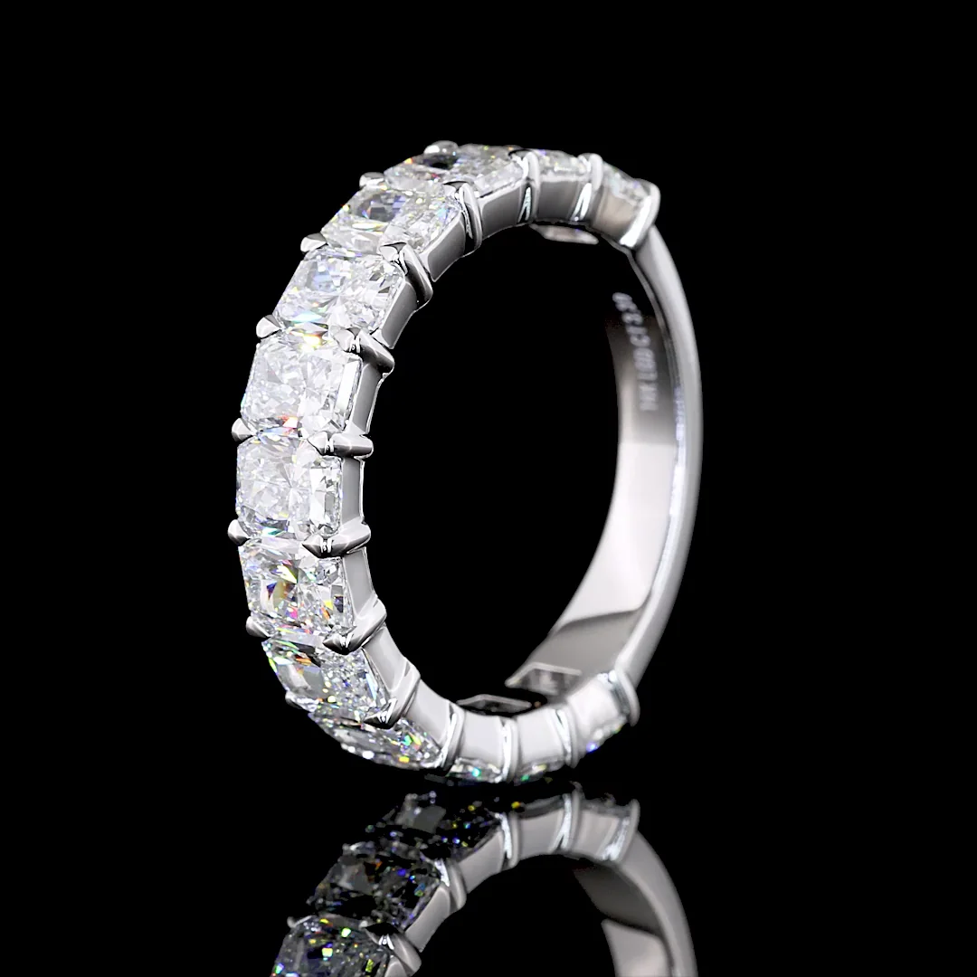 3.93 Cts 14k White Gold Radiant Shape 3/4 Band Eternity Band - Image 4