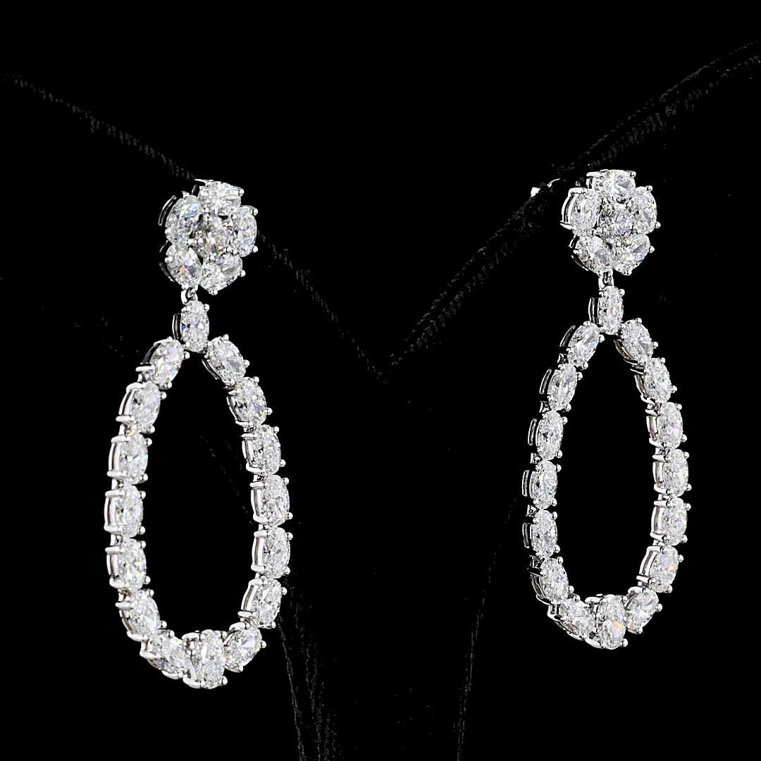 7.14 Cts 14k White Gold Mix Shape Hanging Earring - Image 2