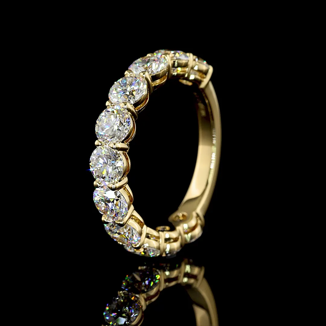 3.47 Cts 14k Yellow Gold Round Shape 3/4 Band Eternity Band - Image 4