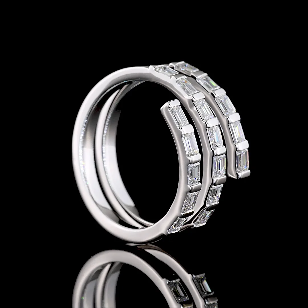 1.02 Cts 14k White Gold Emerald Shape Special Ring - Image 2