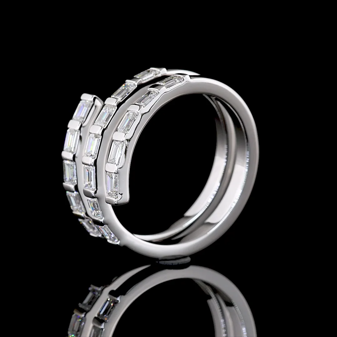 1.02 Cts 14k White Gold Emerald Shape Special Ring - Image 4