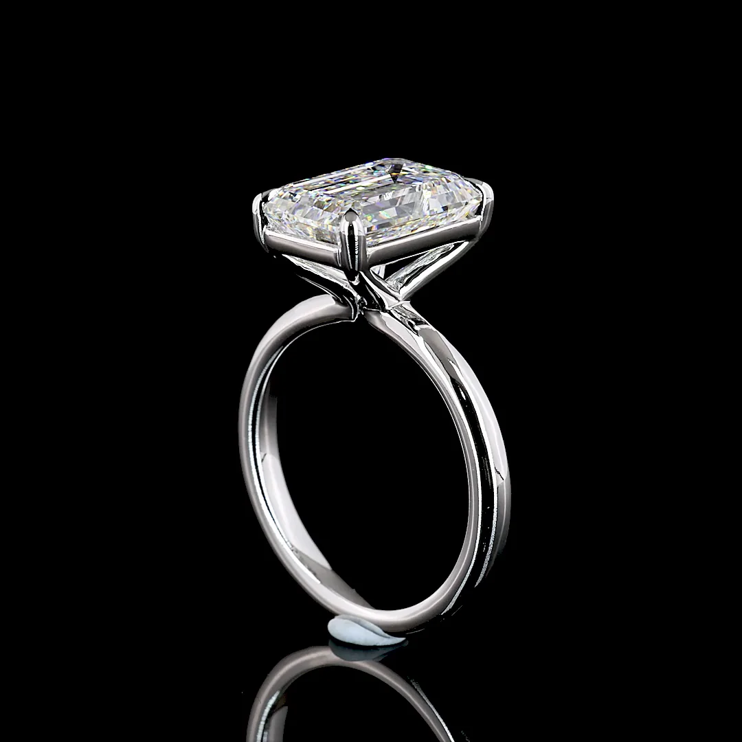 5.08 Cts 14k White Gold Emerald Shape Solitaire Ring - Image 2