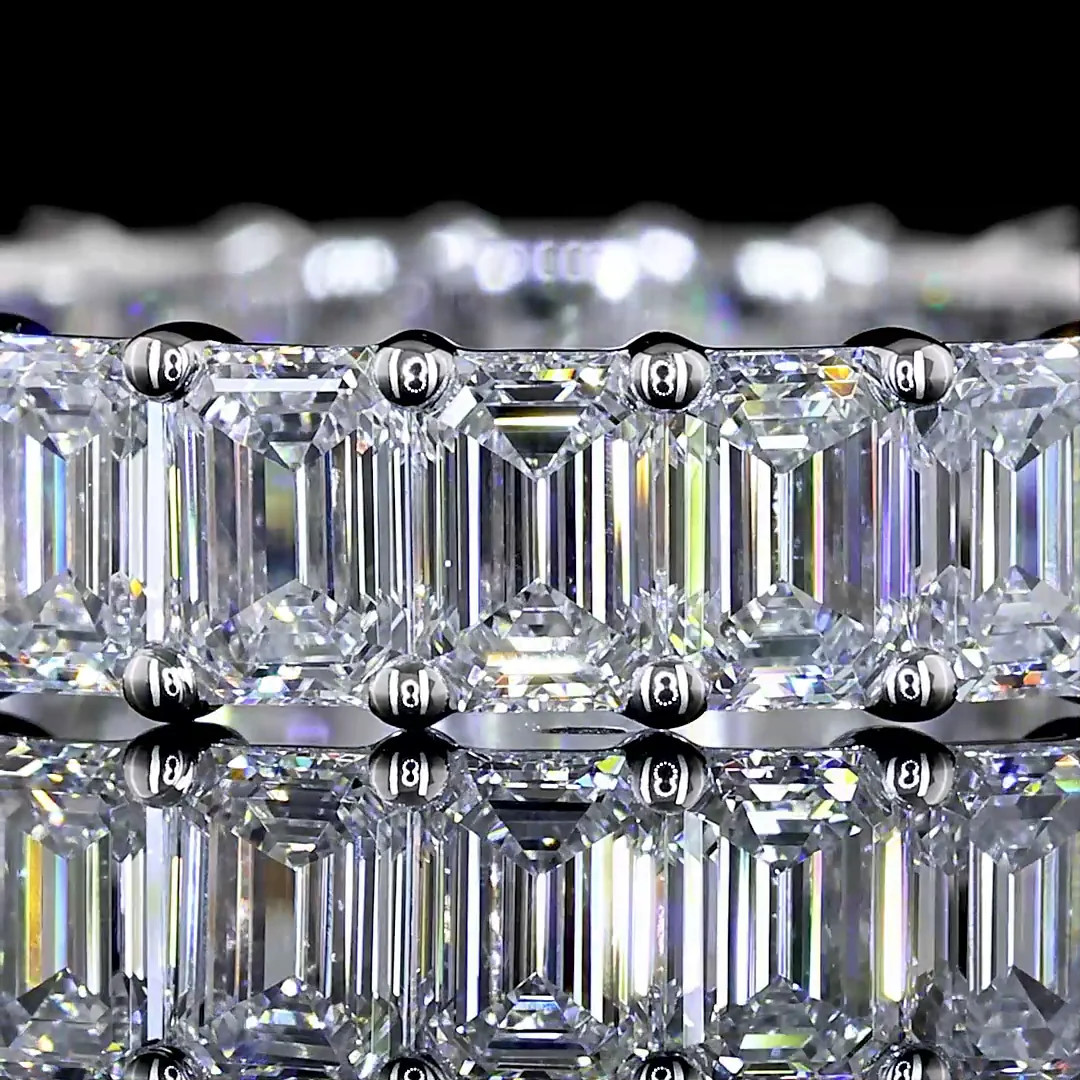 3.14 Cts 14k White Gold Emerald Shape Eternity Band Eternity Band - Image 3