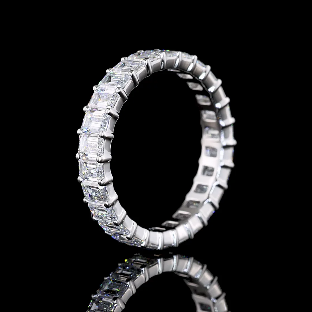 3.14 Cts 14k White Gold Emerald Shape Eternity Band Eternity Band - Image 4