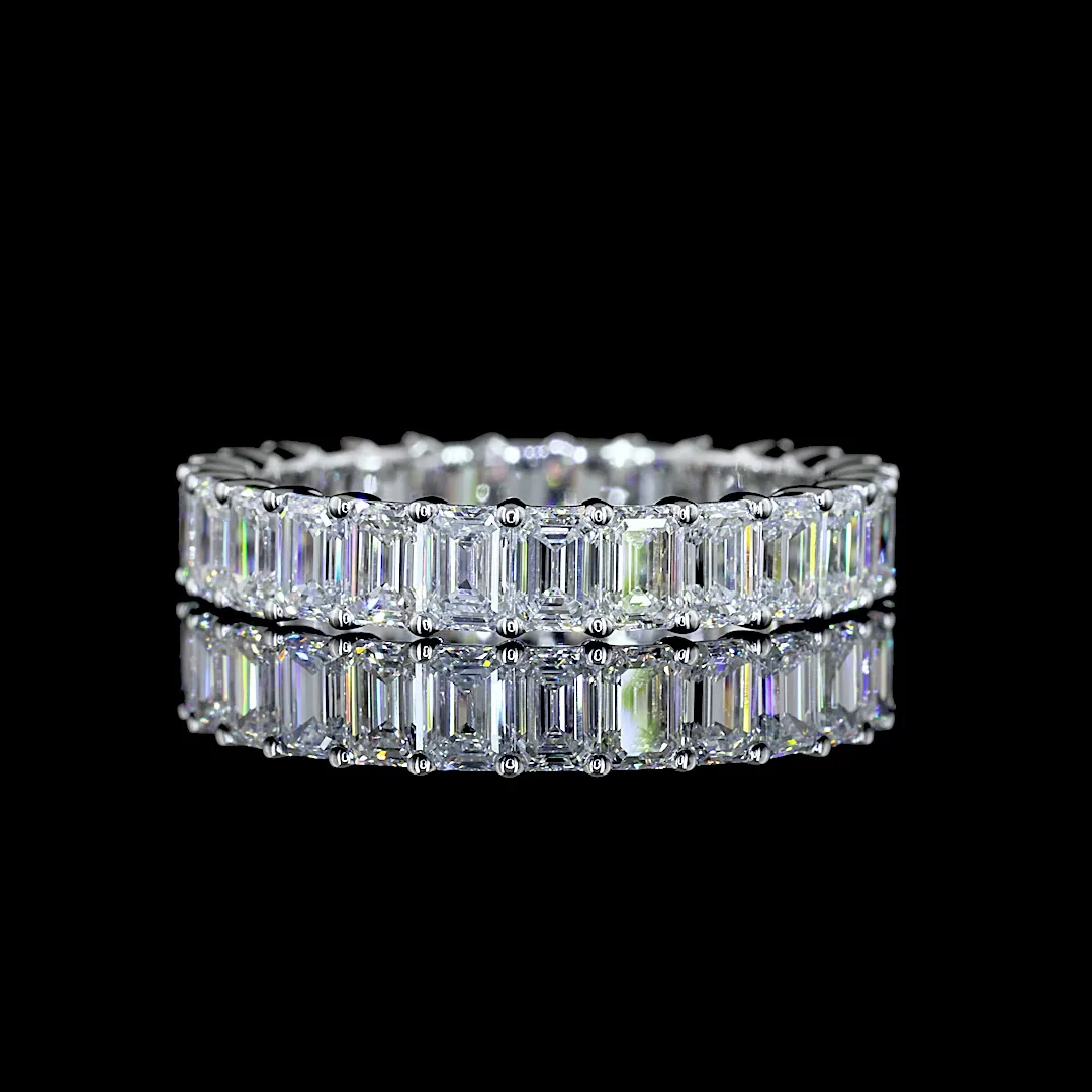 3.14 Cts 14k White Gold Emerald Shape Eternity Band Eternity Band - Video