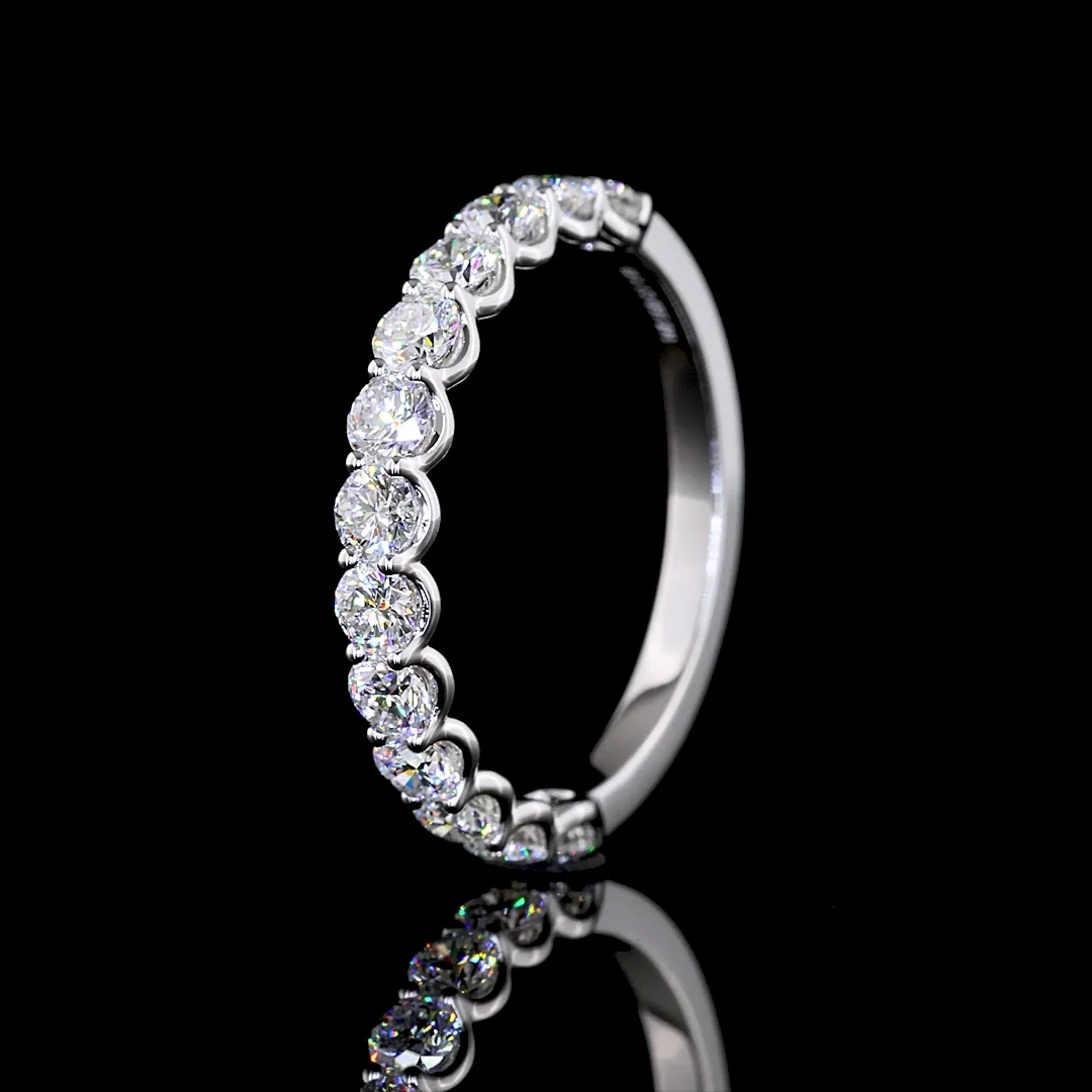 1.05 Cts 14k White Gold Round Shape Half Eternity Eternity Band - Image 4