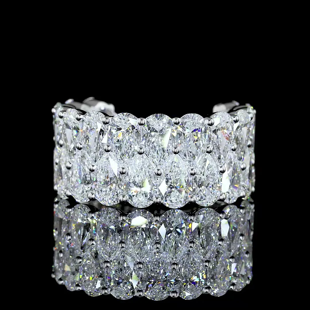 7.87 Cts 14k White Gold Pear Shape 3/4 Band Eternity Band - Video