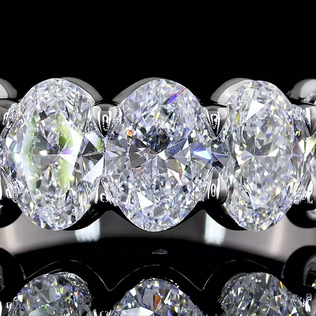 2.9 Cts 14k White Gold Oval Shape 7 Stones Eternity Band - Image 3