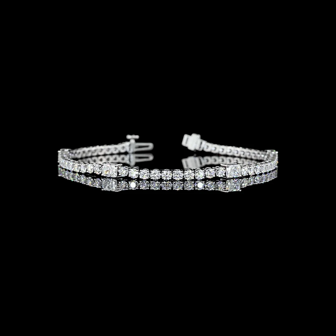 5.26 Cts 14k White Gold Radiant Shape Station Line Tennis Bracelet - Video