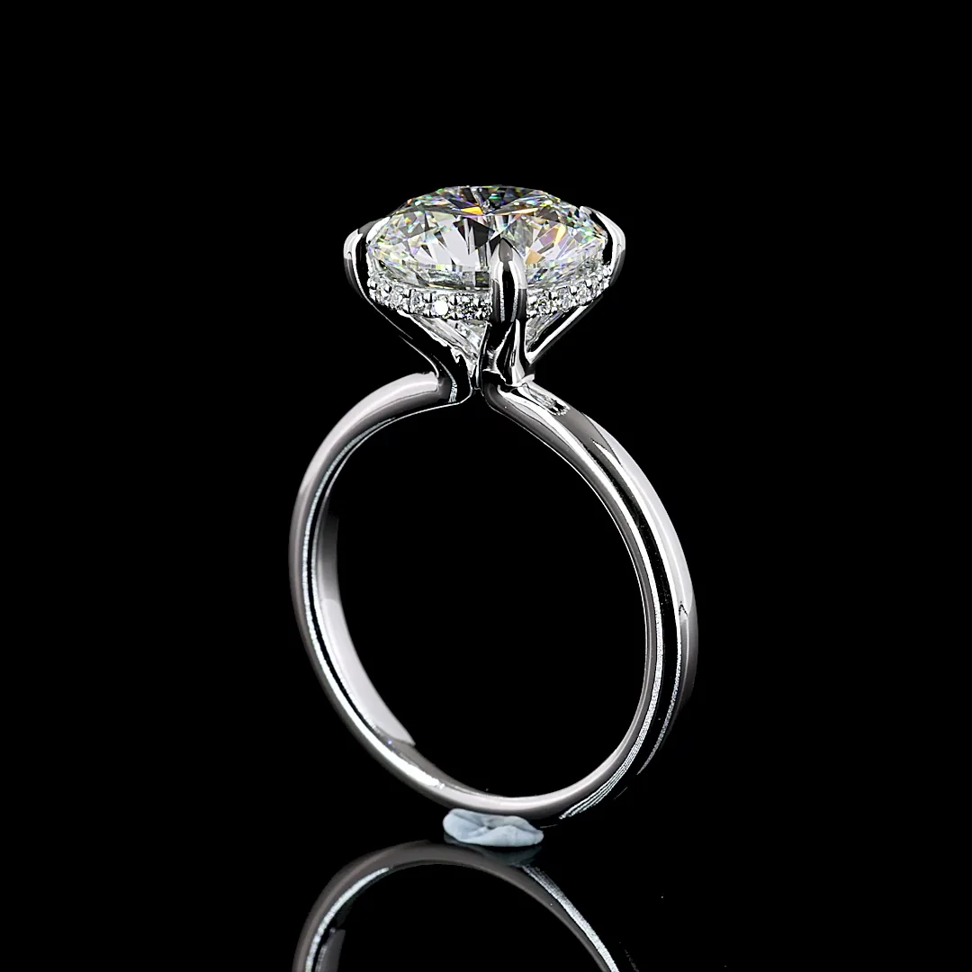 4.1 Cts 14k White Gold Round Shape Hidden Halo Ring - Image 2