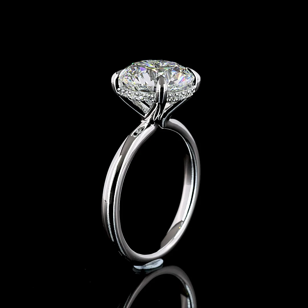 4.1 Cts 14k White Gold Round Shape Hidden Halo Ring - Image 4