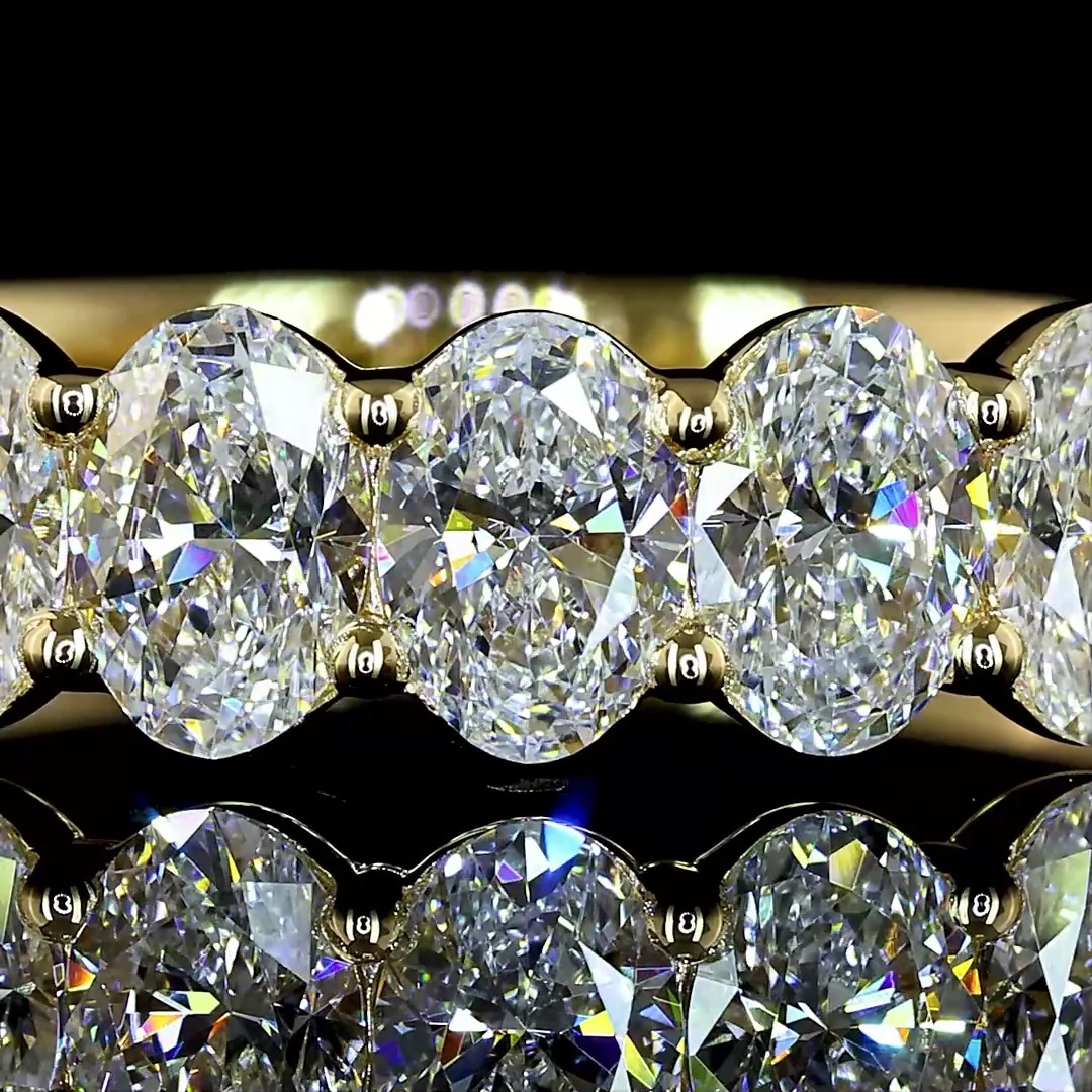 1.13 Cts 14k Yellow Gold Oval Shape 7 Stones Eternity Band - Image 3