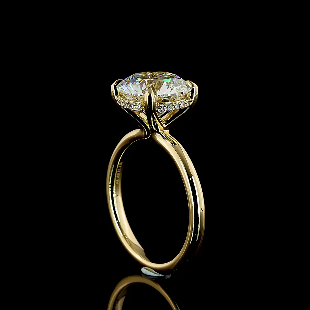 4.16 Cts 14k Yellow Gold Round Shape Hidden Halo Ring - Image 4