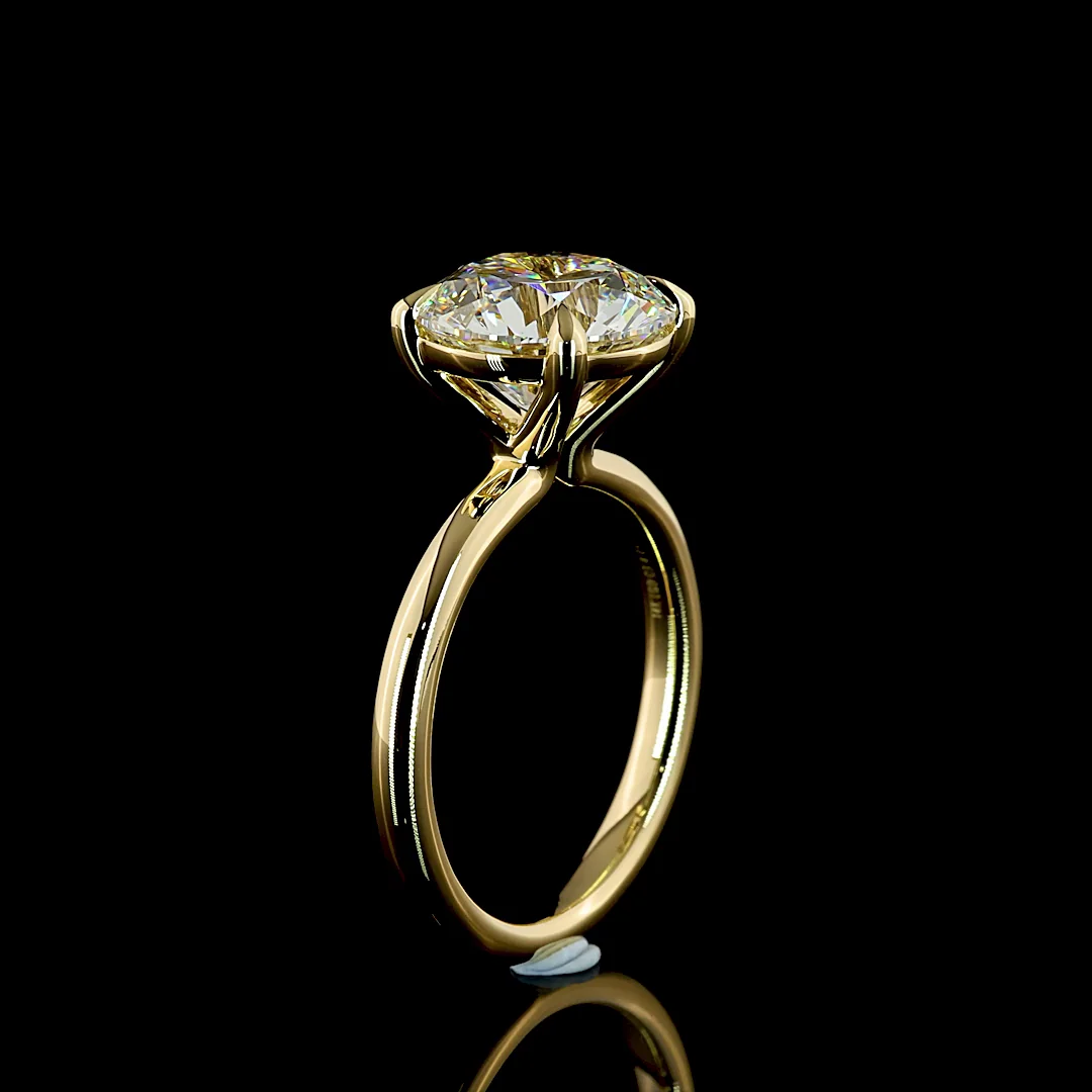 4.05 Cts 14k Yellow Gold Round Shape Solitaire Ring - Image 4