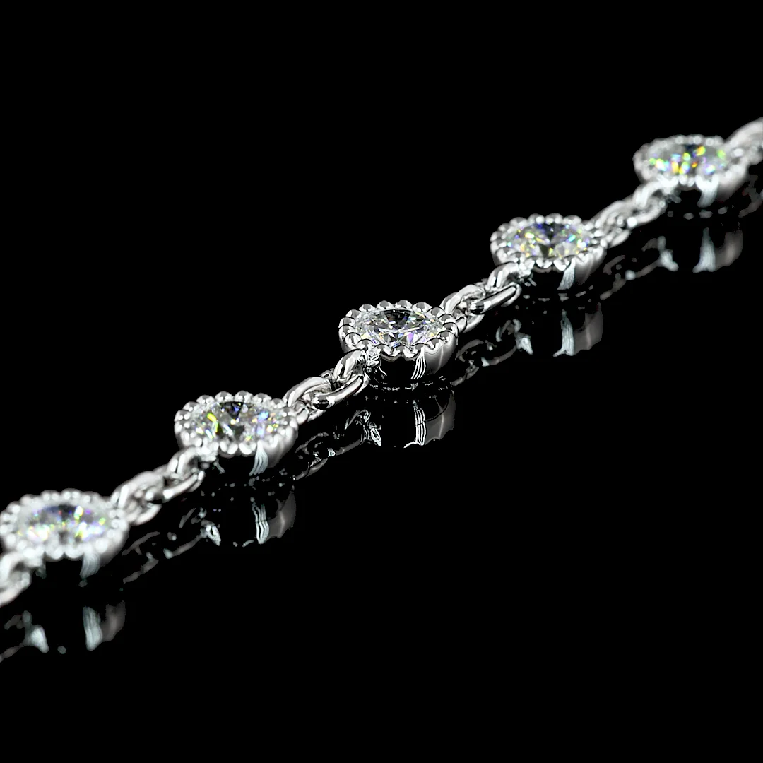 6.17 Cts 14k White Gold Round Shape Station Necklace - Image 2