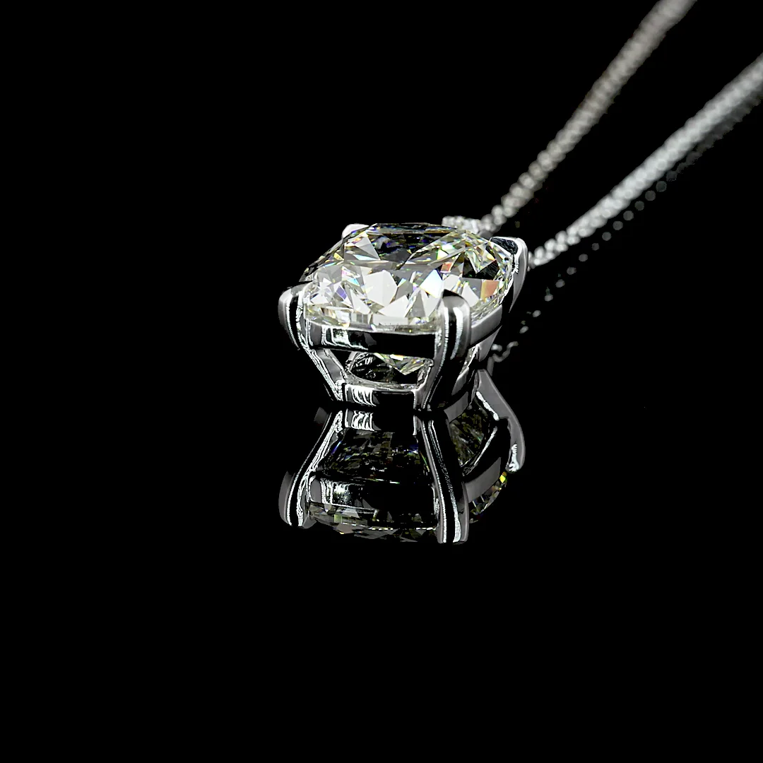 3.49 Cts 14k White Gold Cushion Brilliant Shape Pendant Pendant - Image 4