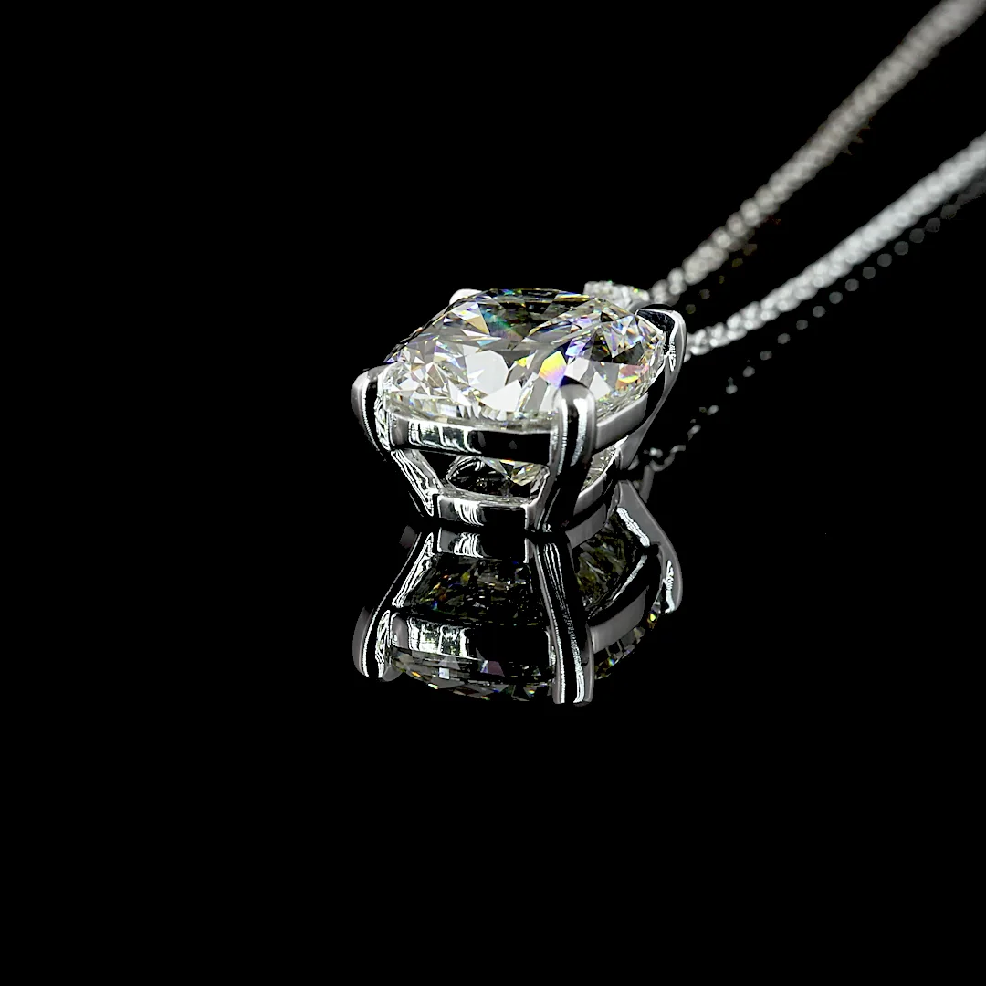 3.64 Cts 14k White Gold Cushion Brilliant Shape Pendant Pendant - Image 4