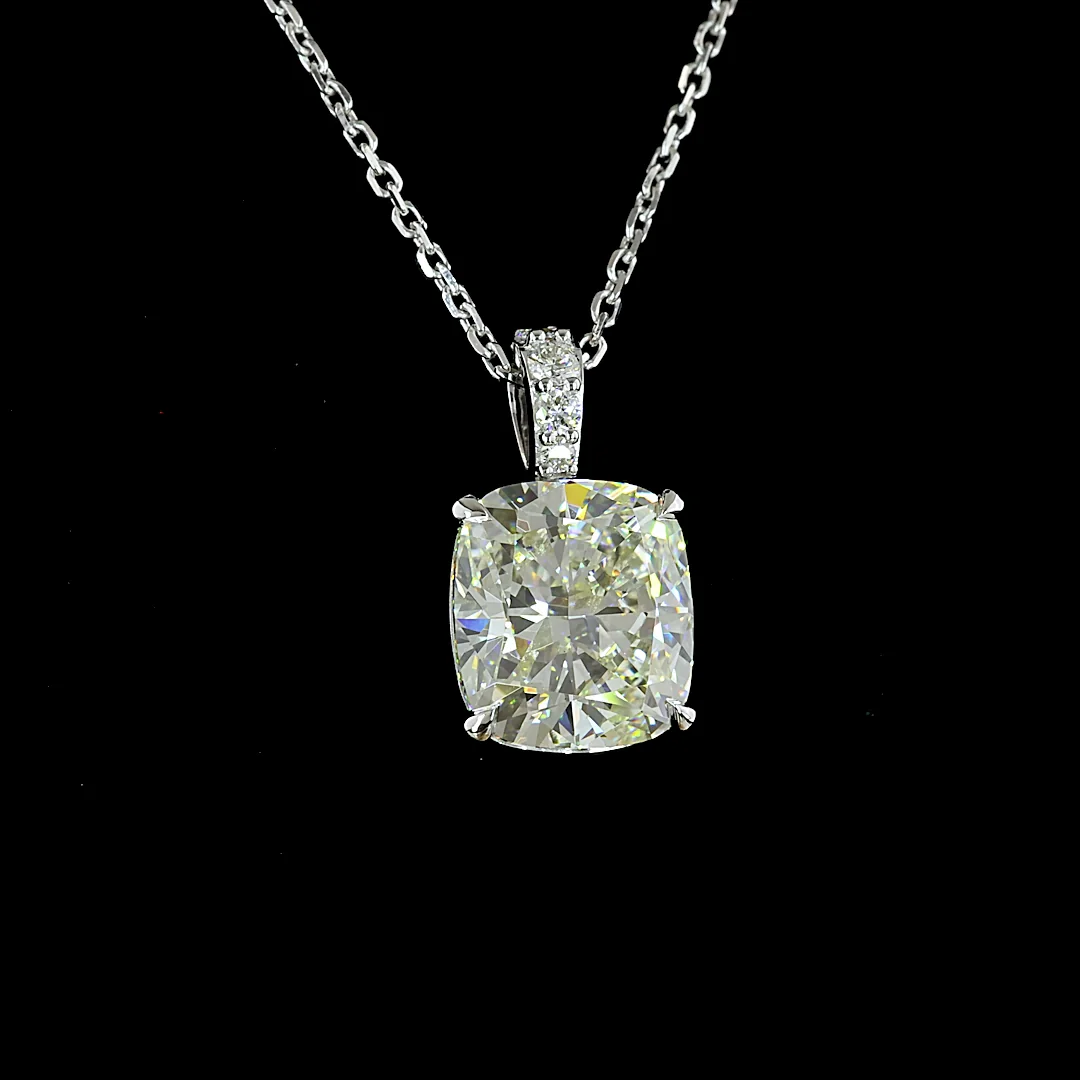 2.98 Cts 14k White Gold Cushion Brilliant Shape Pendant Pendant - Image 3