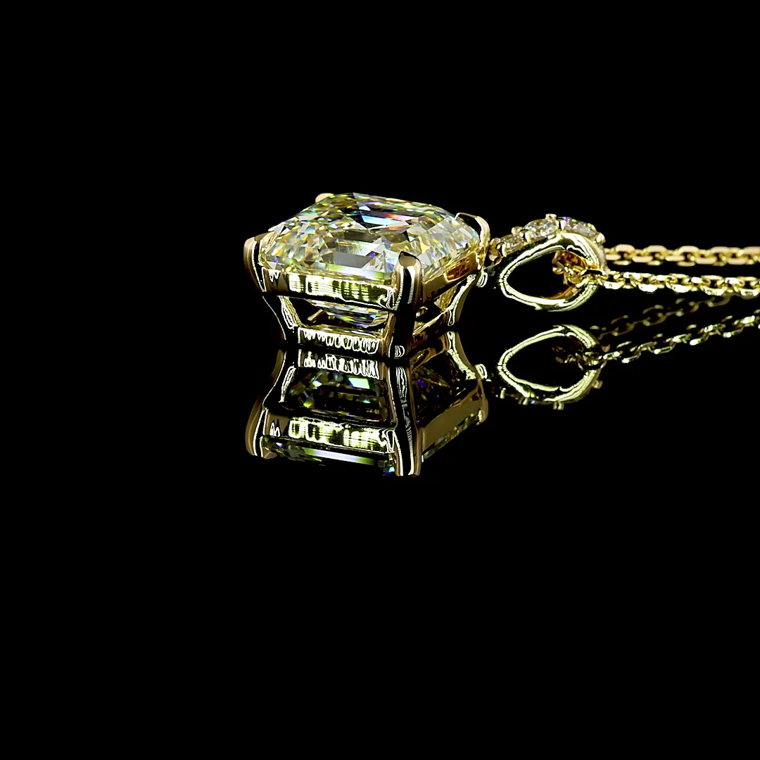 3.14 Cts 14k Yellow Gold Asscher Shape Pendant Pendant - Image 4
