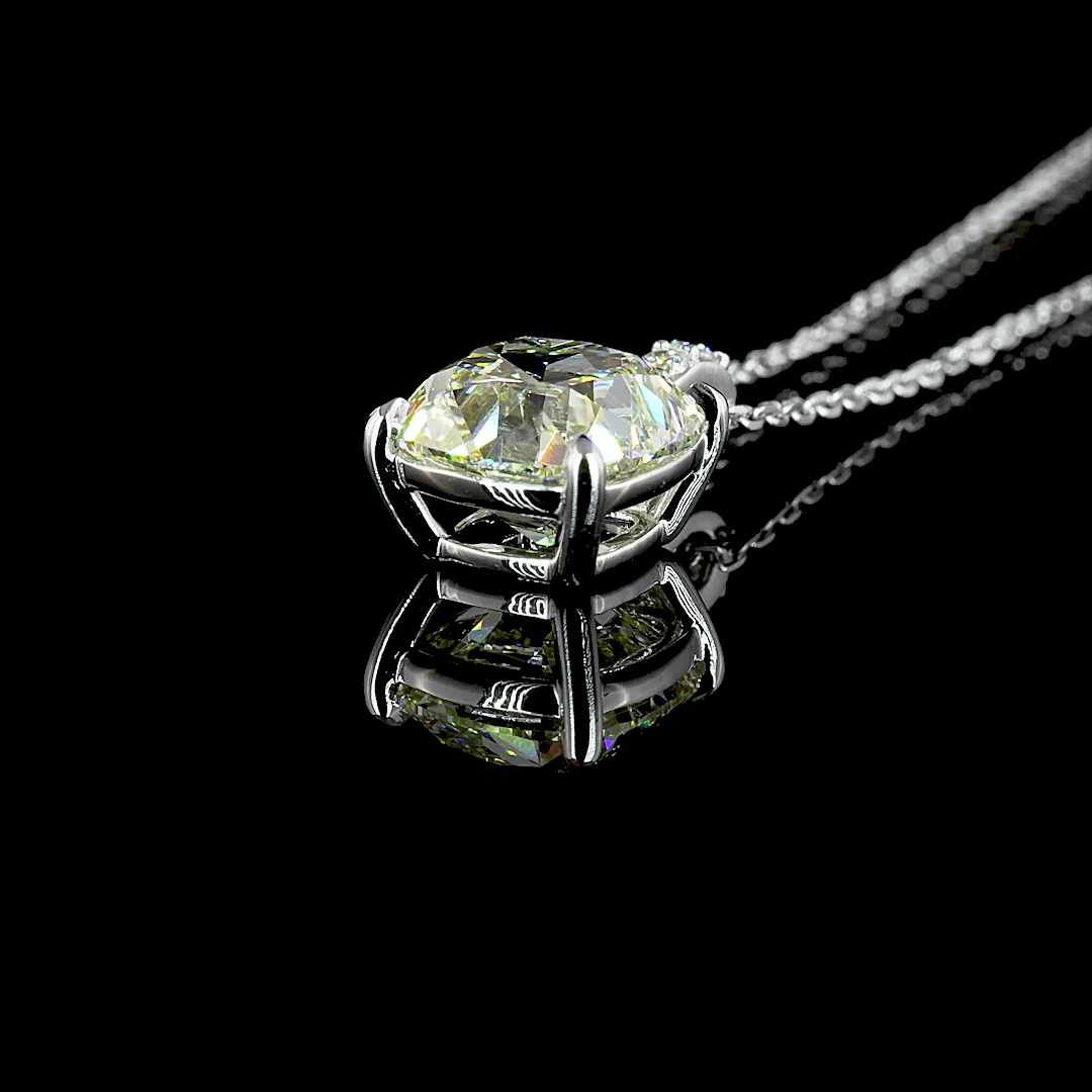 1.71 Cts 14k White Gold Antique Cushion Shape Pendant Pendant - Image 4