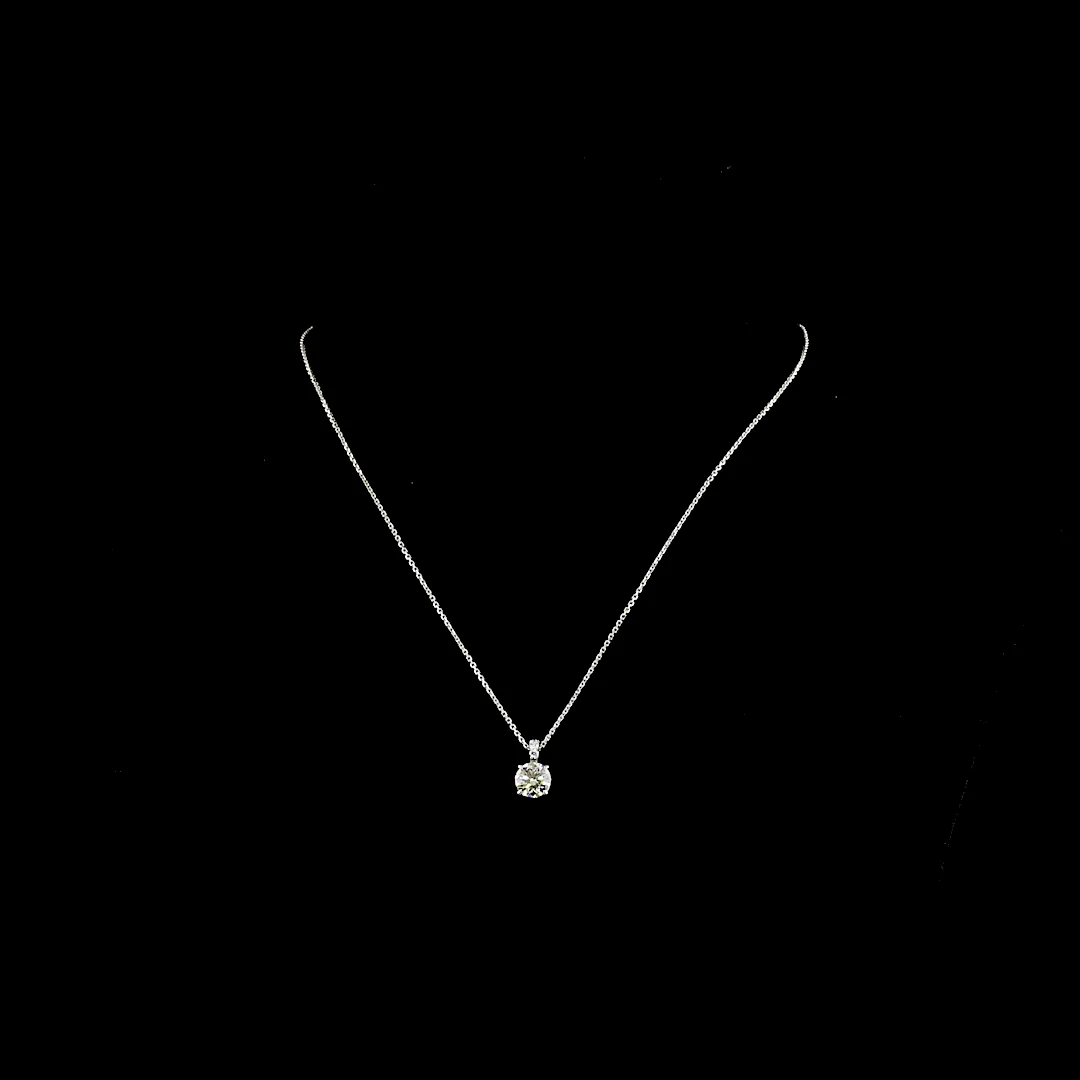 1.34 Cts 14k White Gold Round Shape Pendant Pendant - Video