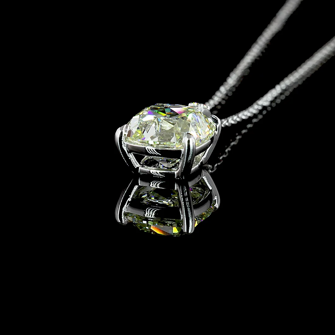 3.22 Cts 14k White Gold Square Antique Cushion Shape Pendant Pendant - Image 4