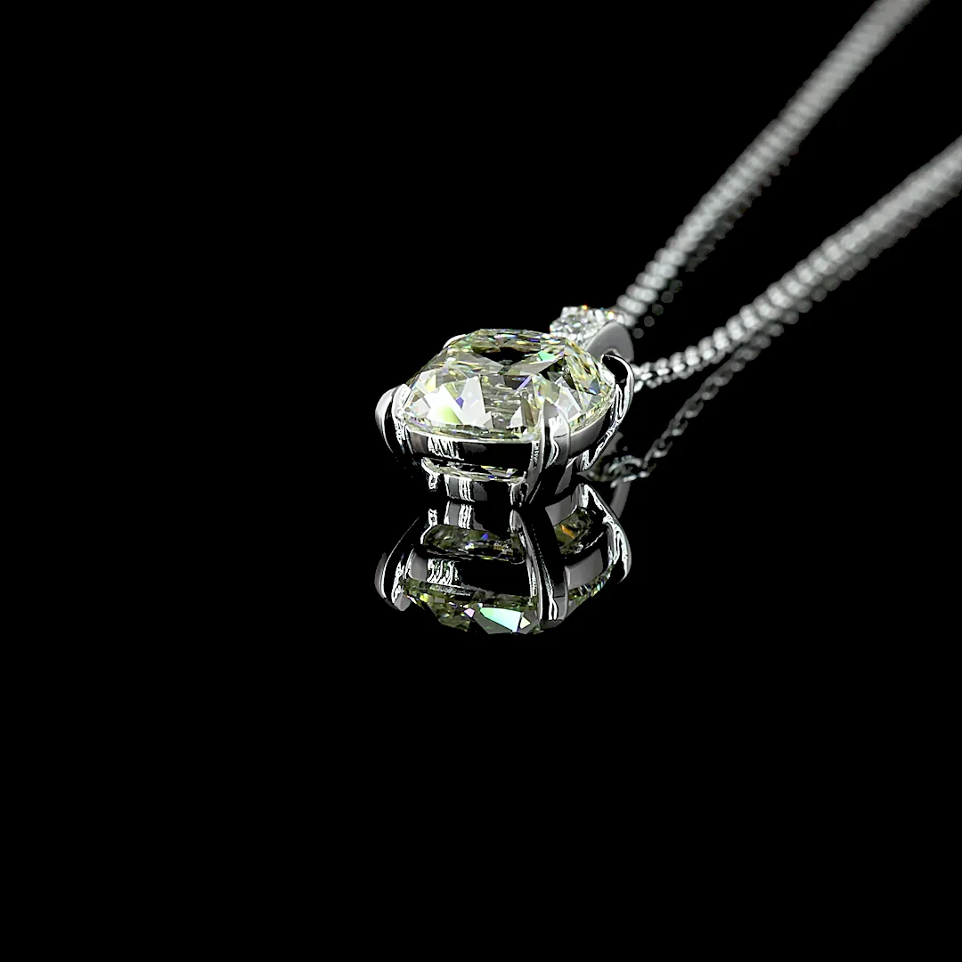 1.65 Cts 14k White Gold Square Antique Cushion Shape Pendant Pendant - Image 4