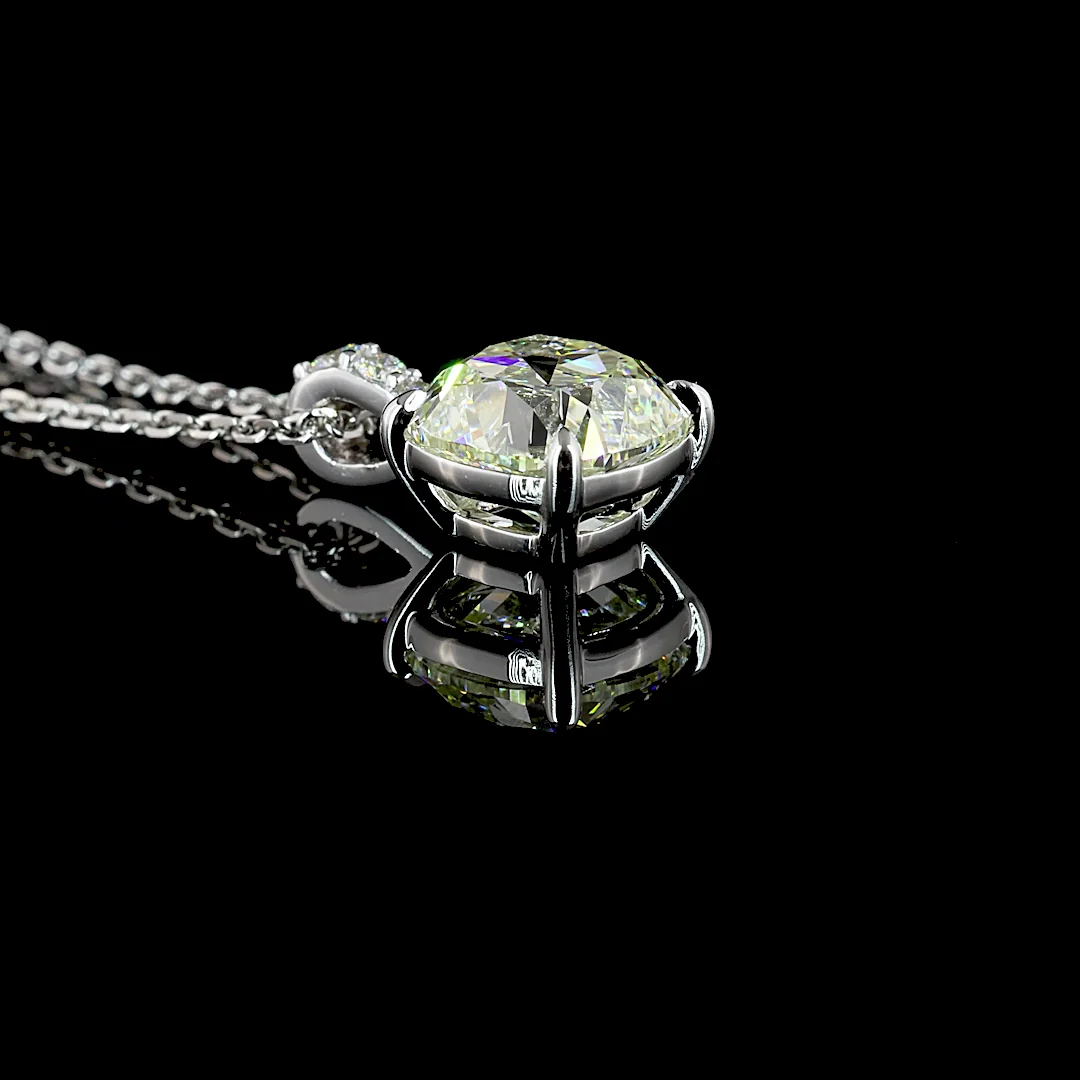 2.1 Cts 14k White Gold Square Antique Cushion Shape Pendant Pendant - Image 2