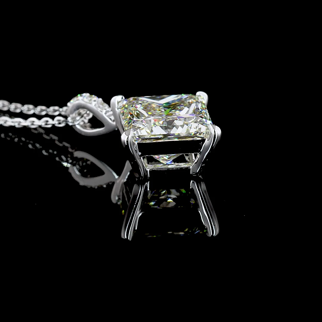 3.83 Cts 14k White Gold Princess Shape Pendant Pendant - Image 2