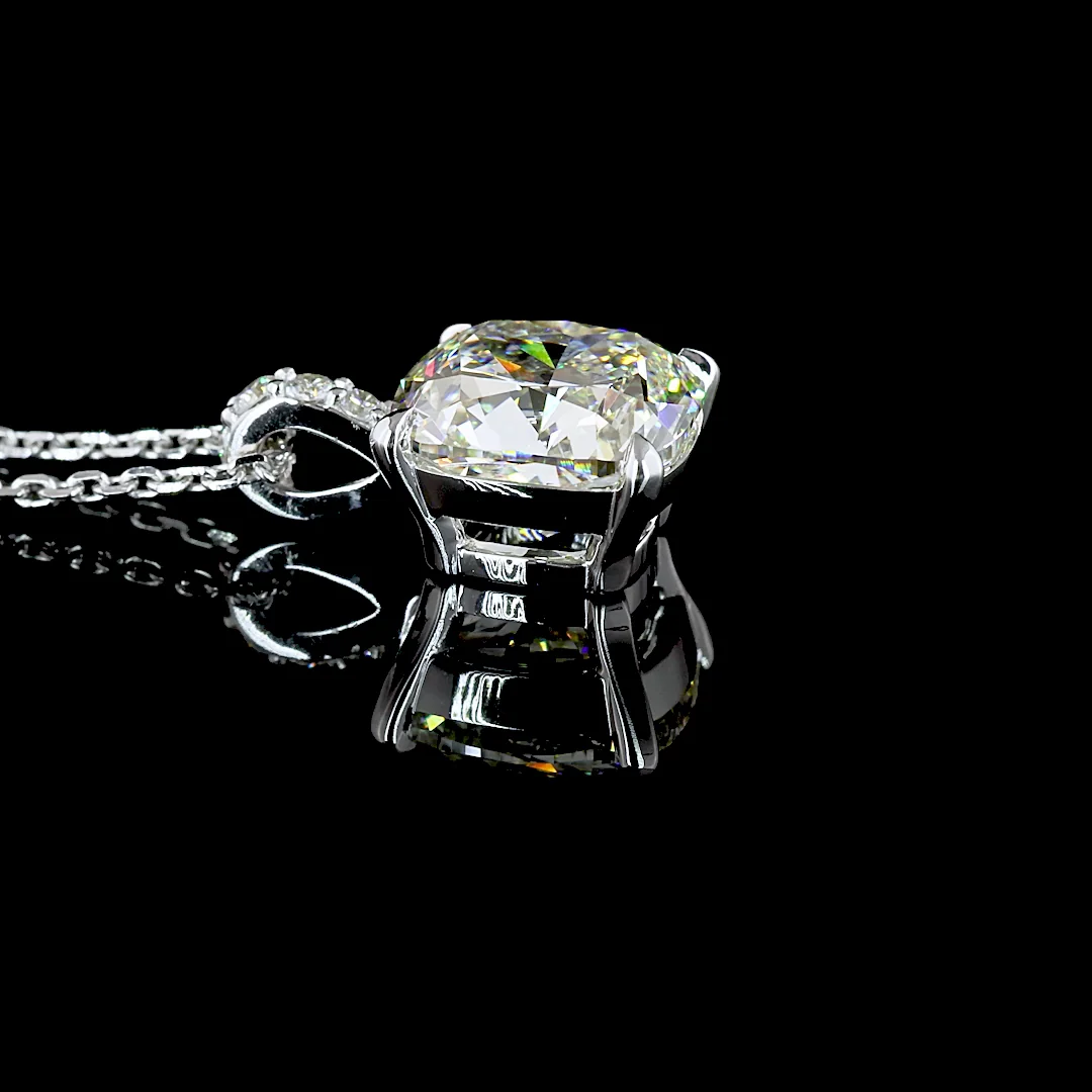 3.4 Cts 14k White Gold Cushion Modified Shape Pendant Pendant - Image 2