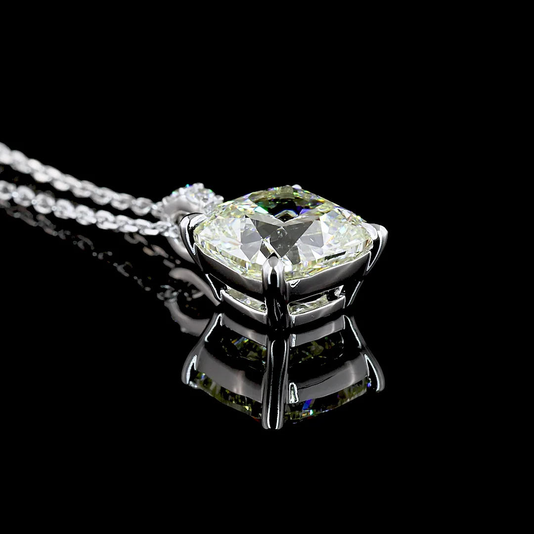 2.96 Cts 14k White Gold Cushion Modified Shape Pendant Pendant - Image 2