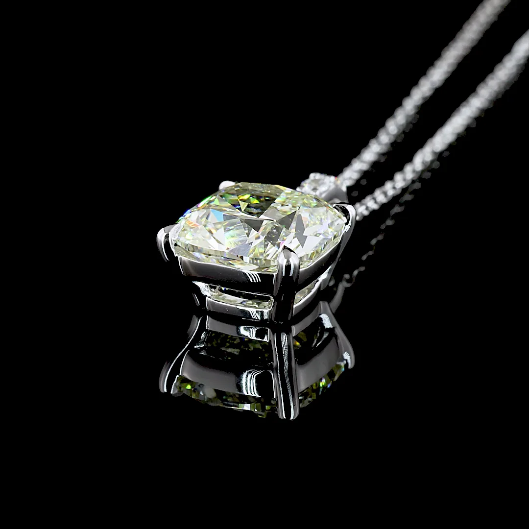 2.96 Cts 14k White Gold Cushion Modified Shape Pendant Pendant - Image 4